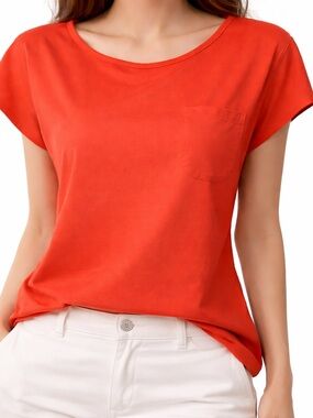 Banana Republic Women's Ladies' Short Sleeve Blouse Coral Red Top Size L